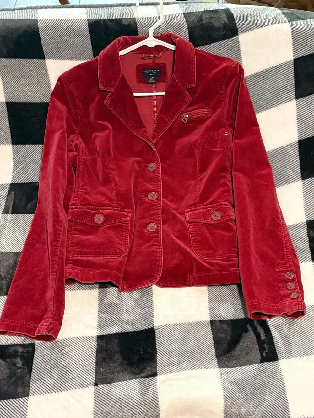 Vintage American Eagle Red Corduroy Blazer Jacket | Women’s Large Y2K American E